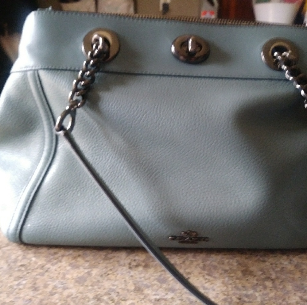 Rare color!! Coach turnlock carryall marine blue